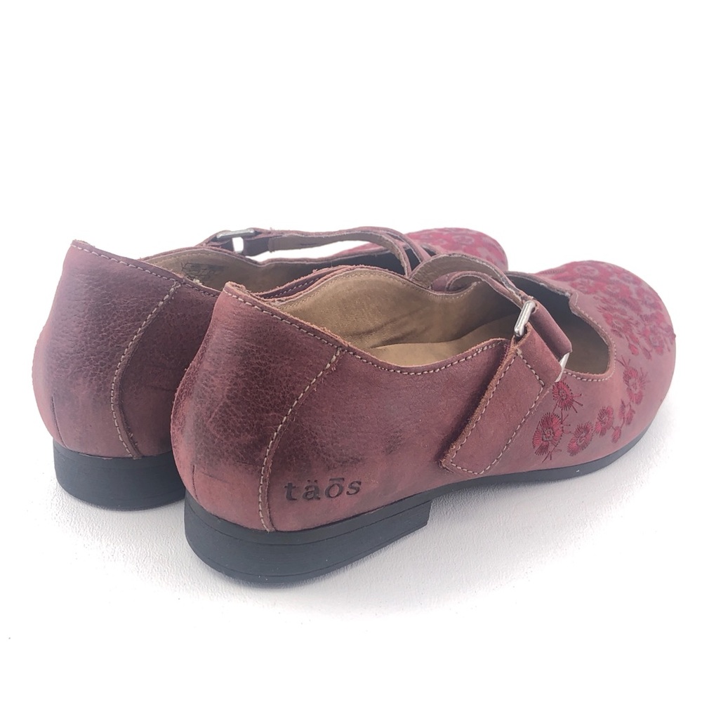 Taos Wish Embroidered Red Leather Mary Janes 6.5 - Picture 5 of 11